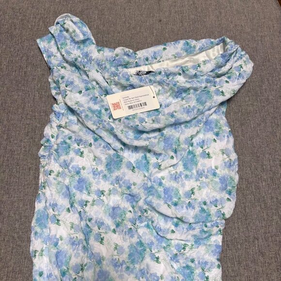 Rebdolls Forget Me Not Floral Asymmetrical Maxi Bodycon Dress - Picture 2 of 9